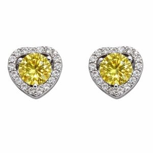 Moissanite 925 1CTW Lemon Heart Earrings MSRP $599